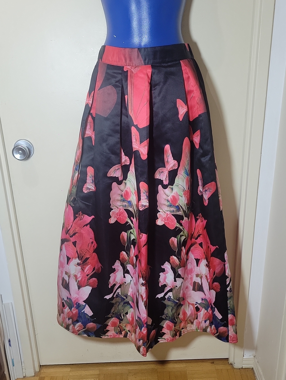 Floral Butterfly A-Line Maxi Skirt